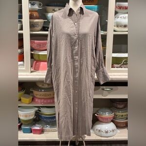 Laude the Label Tan Button-Up Collared 100% Cotton Dress - Size S/M